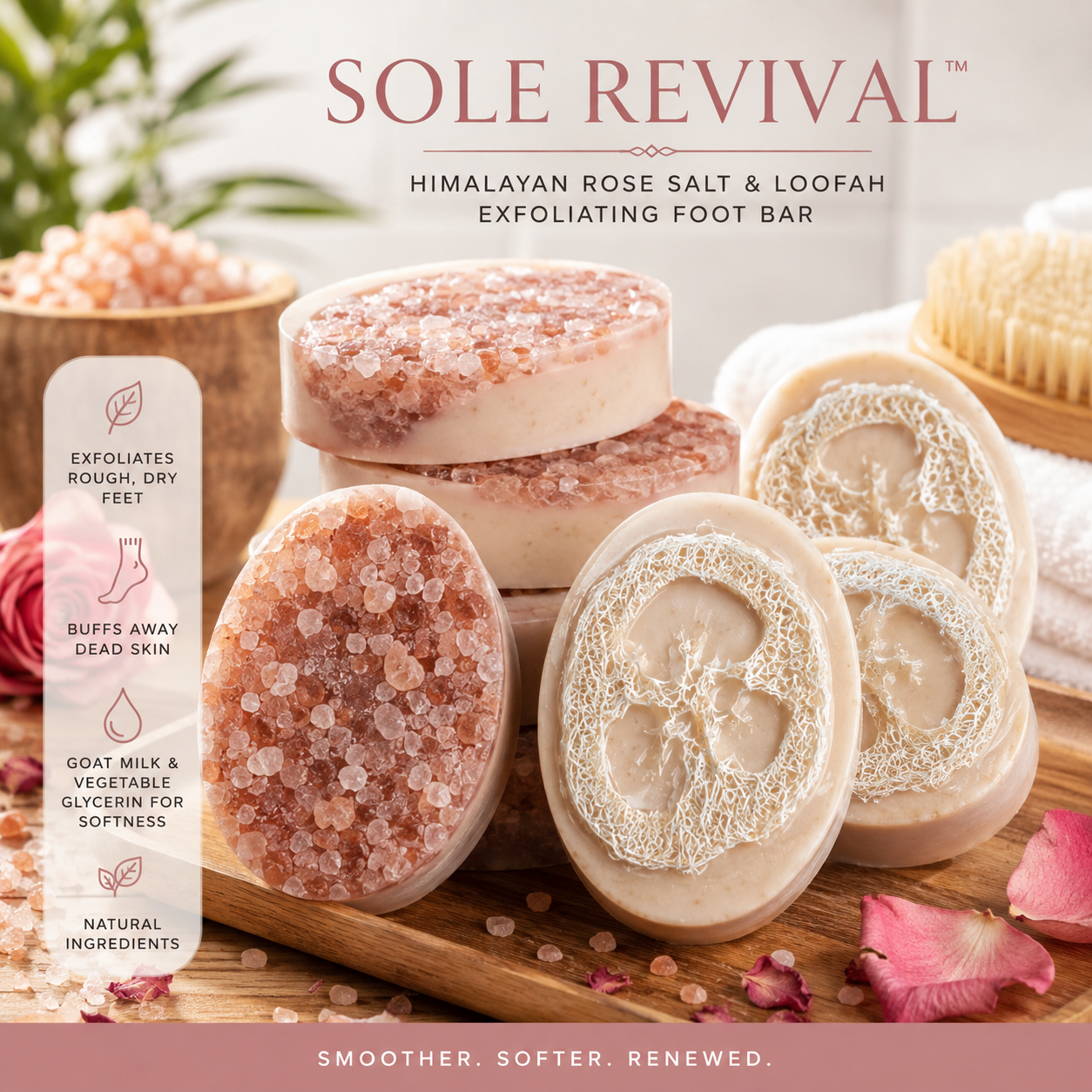 Sole Revival Himalayan Rose Salt + Loofah Exfoliating Foot Bar