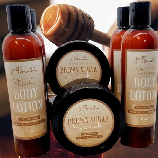 Brown Sugar Oatmeal & Honey Sugar Scrub Skincare Set